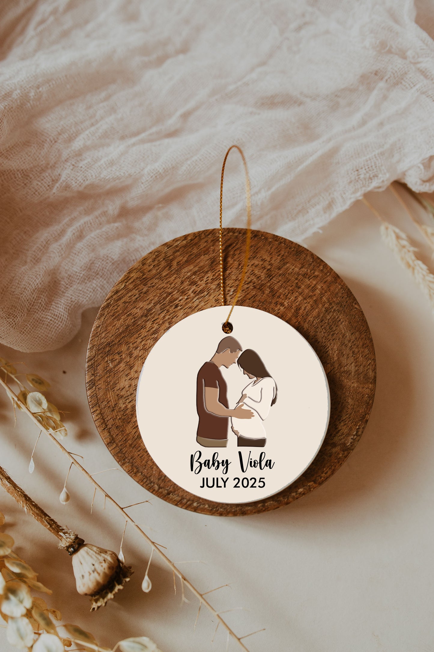 Couple Baby Announcement Ornament