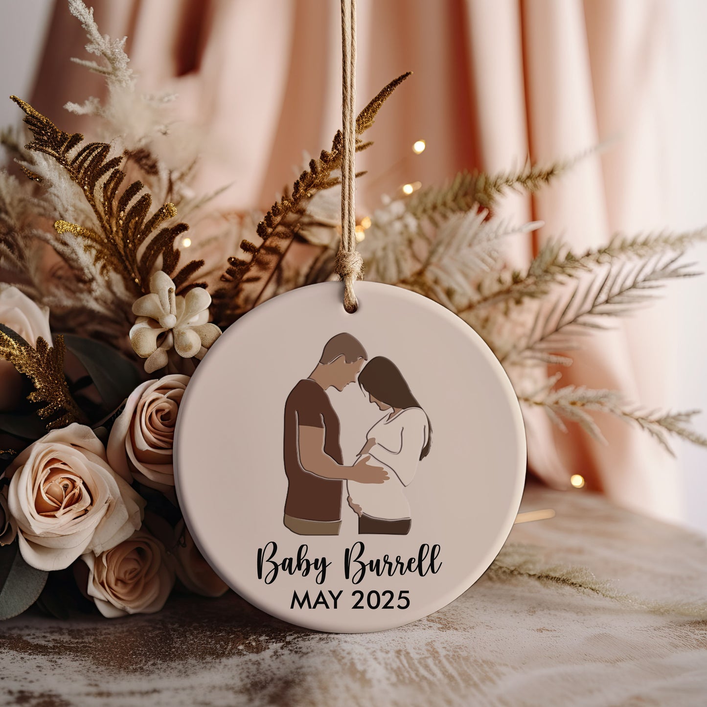 Couple Baby Announcement Ornament