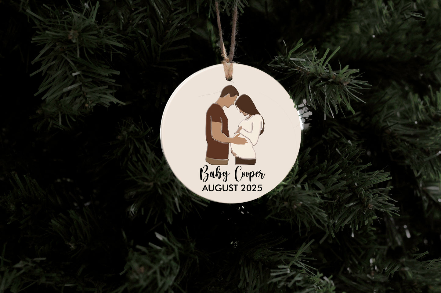 Couple Baby Announcement Ornament