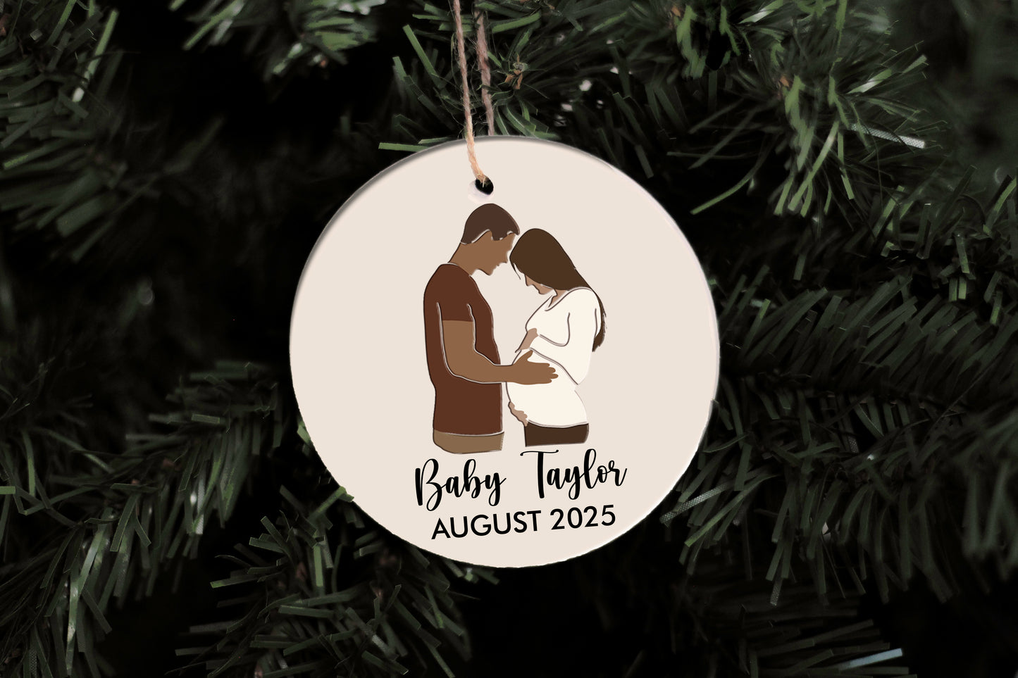 Couple Baby Announcement Ornament