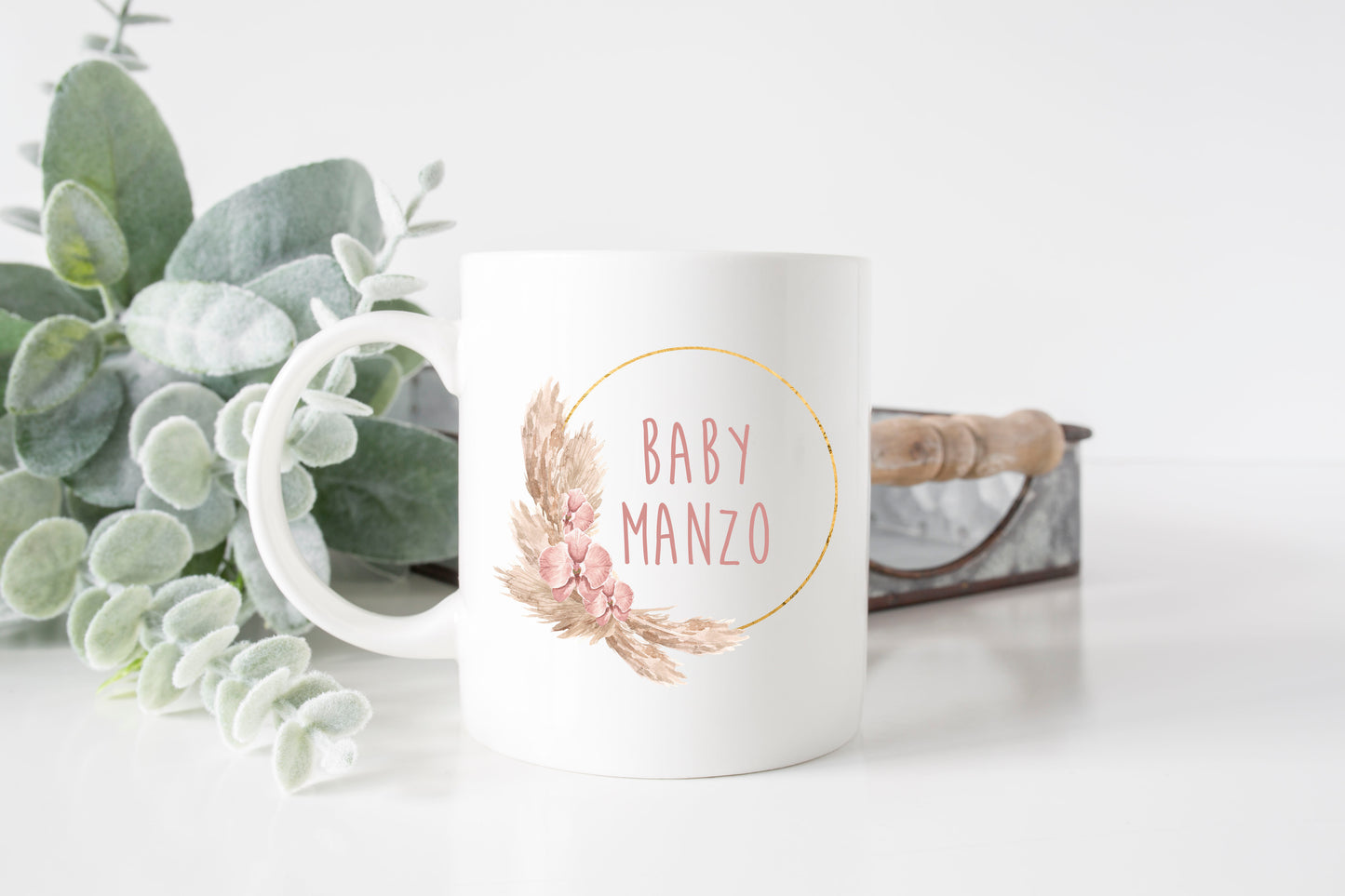 Floral Wreath Baby Announcement Mug