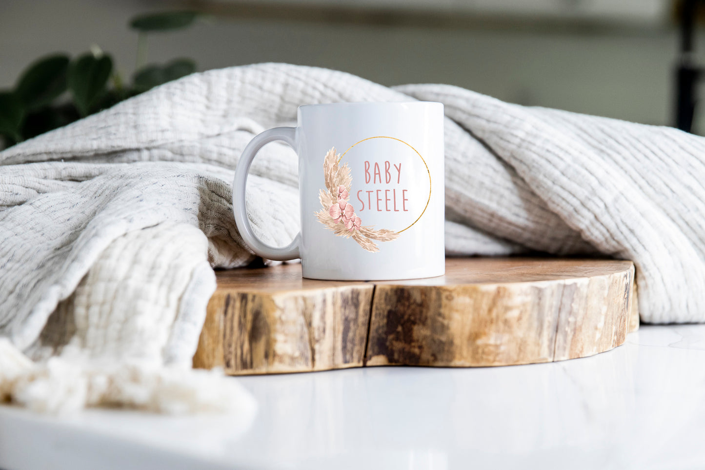 Floral Wreath Baby Announcement Mug