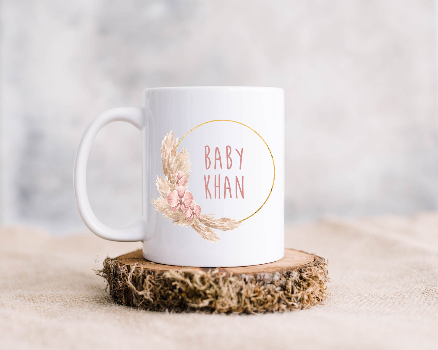 Floral Wreath Baby Announcement Mug