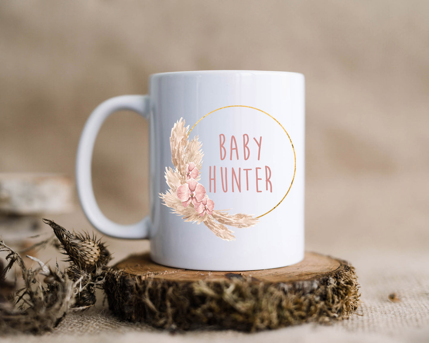 Floral Wreath Baby Announcement Mug