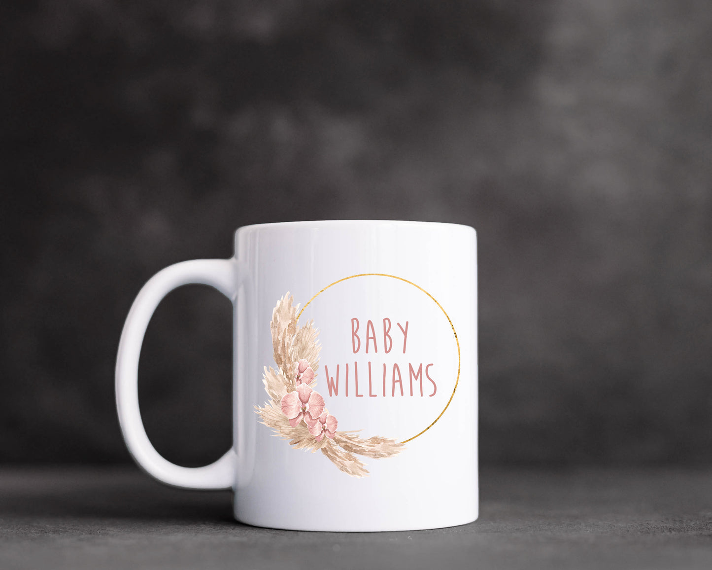 Floral Wreath Baby Announcement Mug