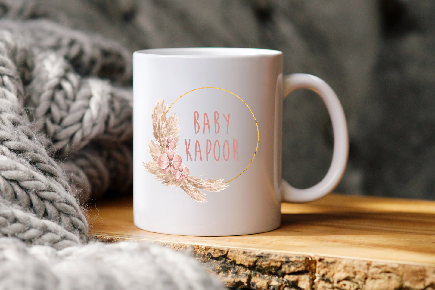 Floral Wreath Baby Announcement Mug