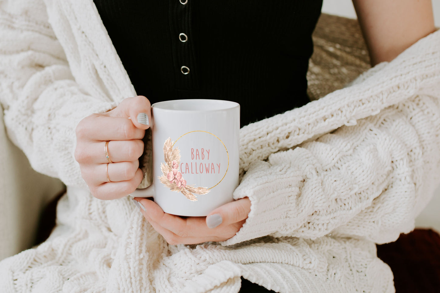 Floral Wreath Baby Announcement Mug