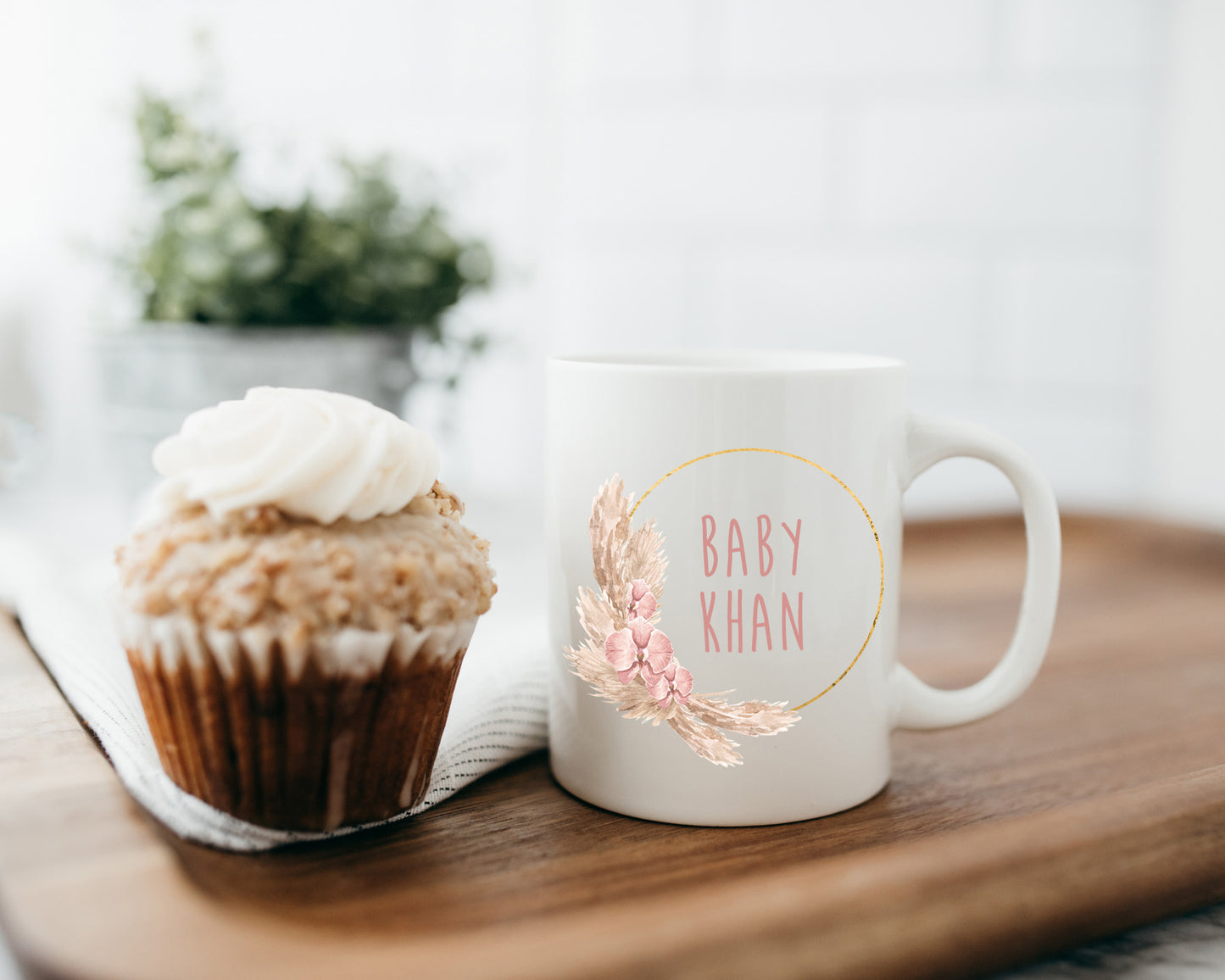 Floral Wreath Baby Announcement Mug