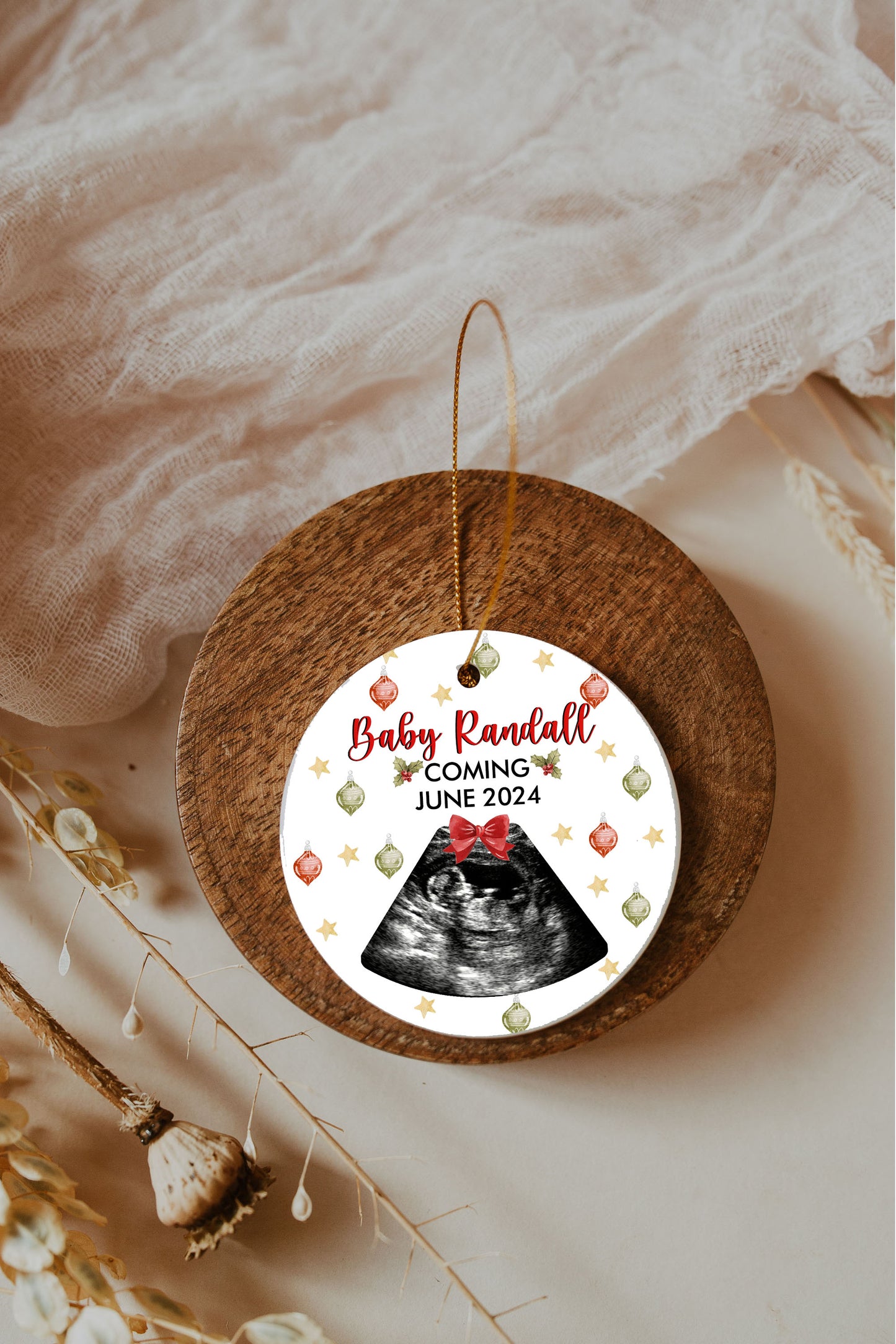 Red and Green Baby Ultrasound Ornament