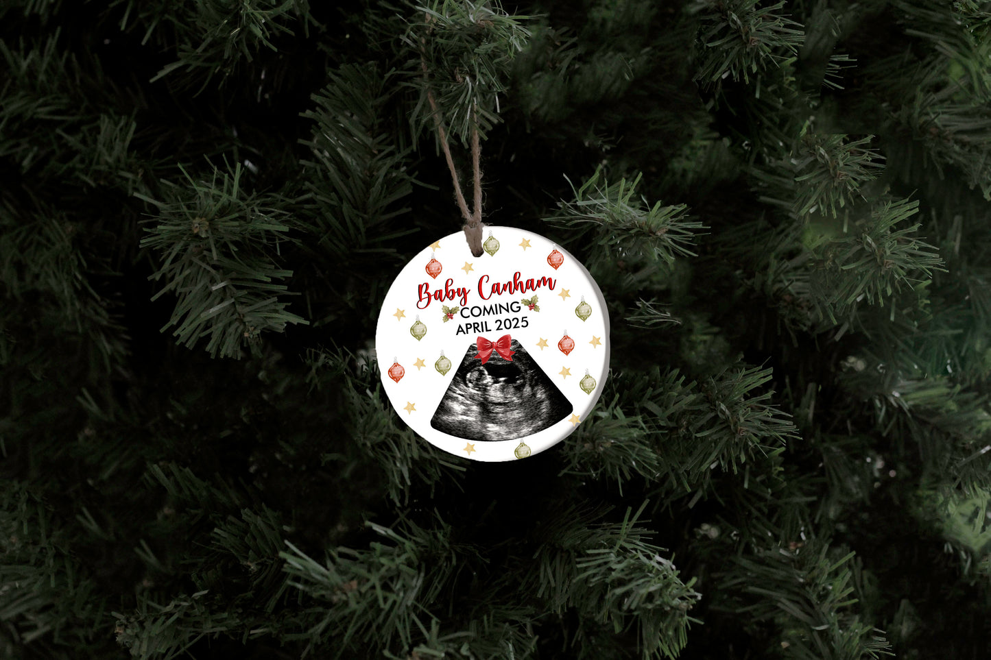 Red and Green Baby Ultrasound Ornament