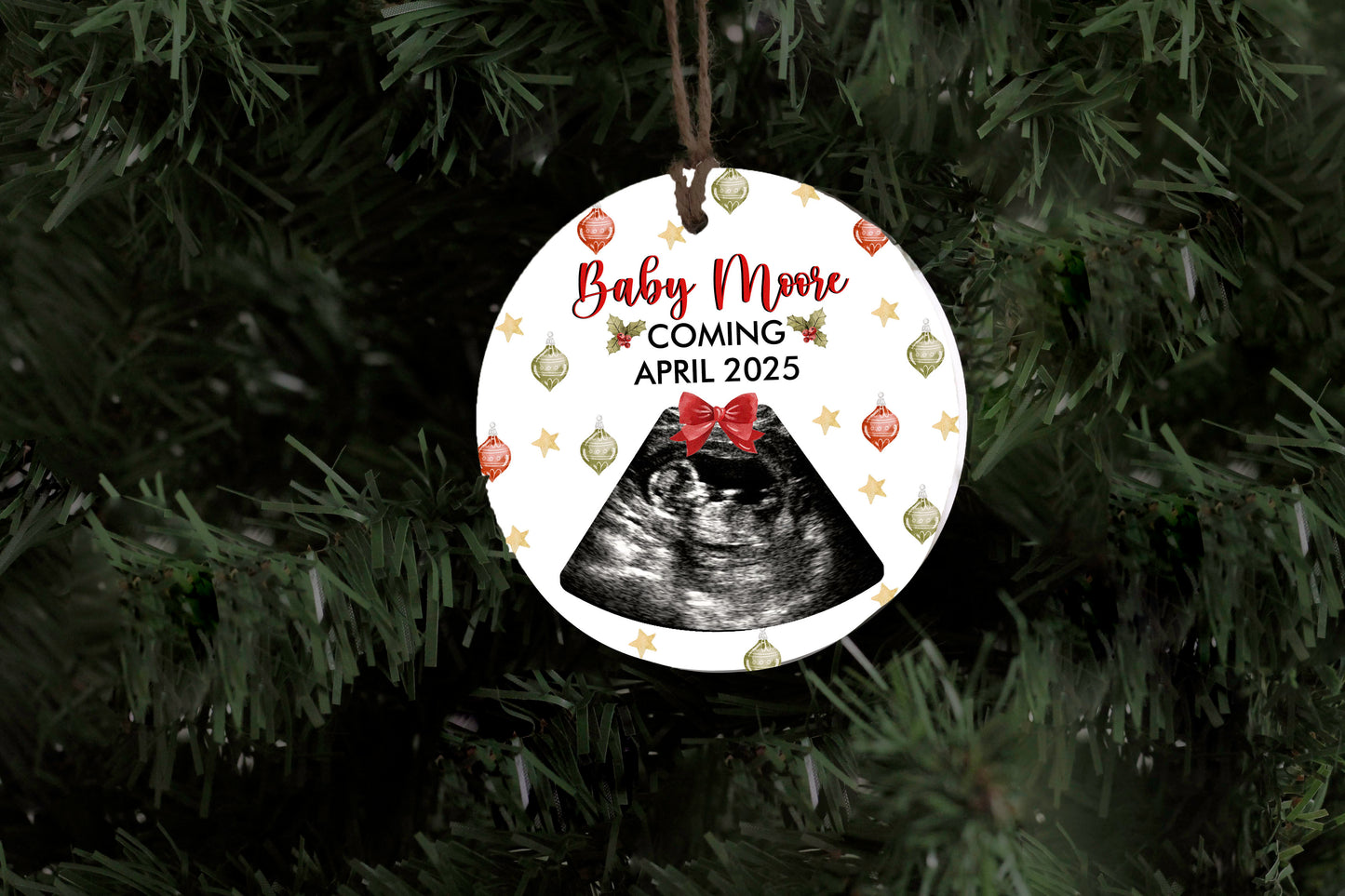 Red and Green Baby Ultrasound Ornament