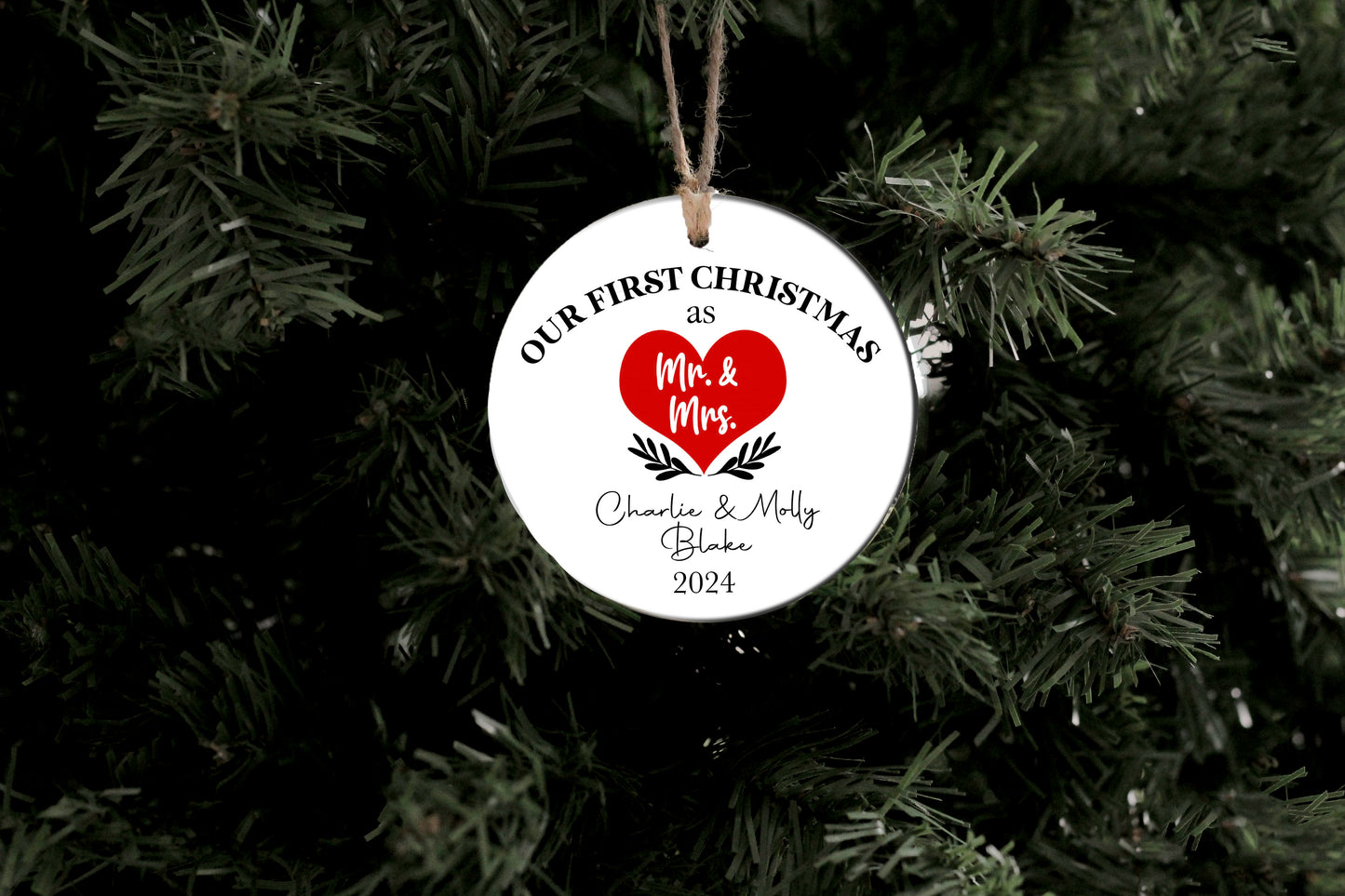 Mr and Mrs Heart Ornament