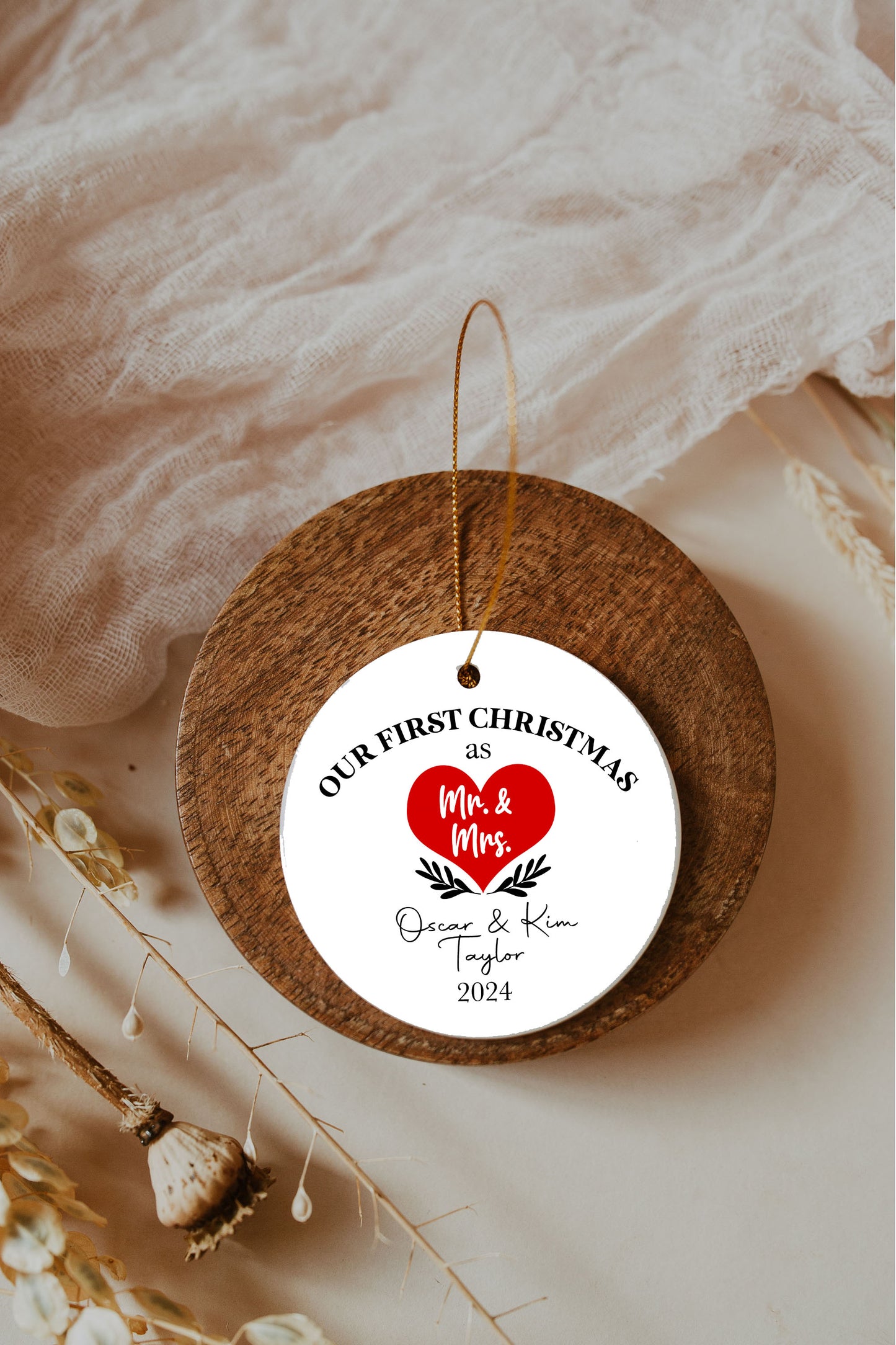 Mr and Mrs Heart Ornament