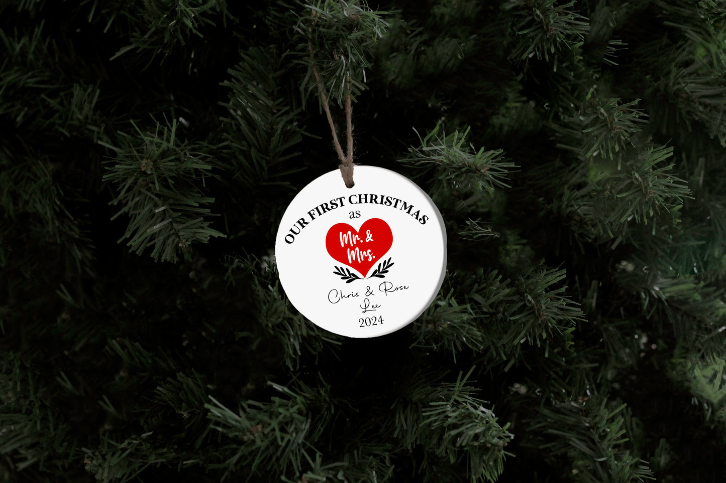 Mr and Mrs Heart Ornament