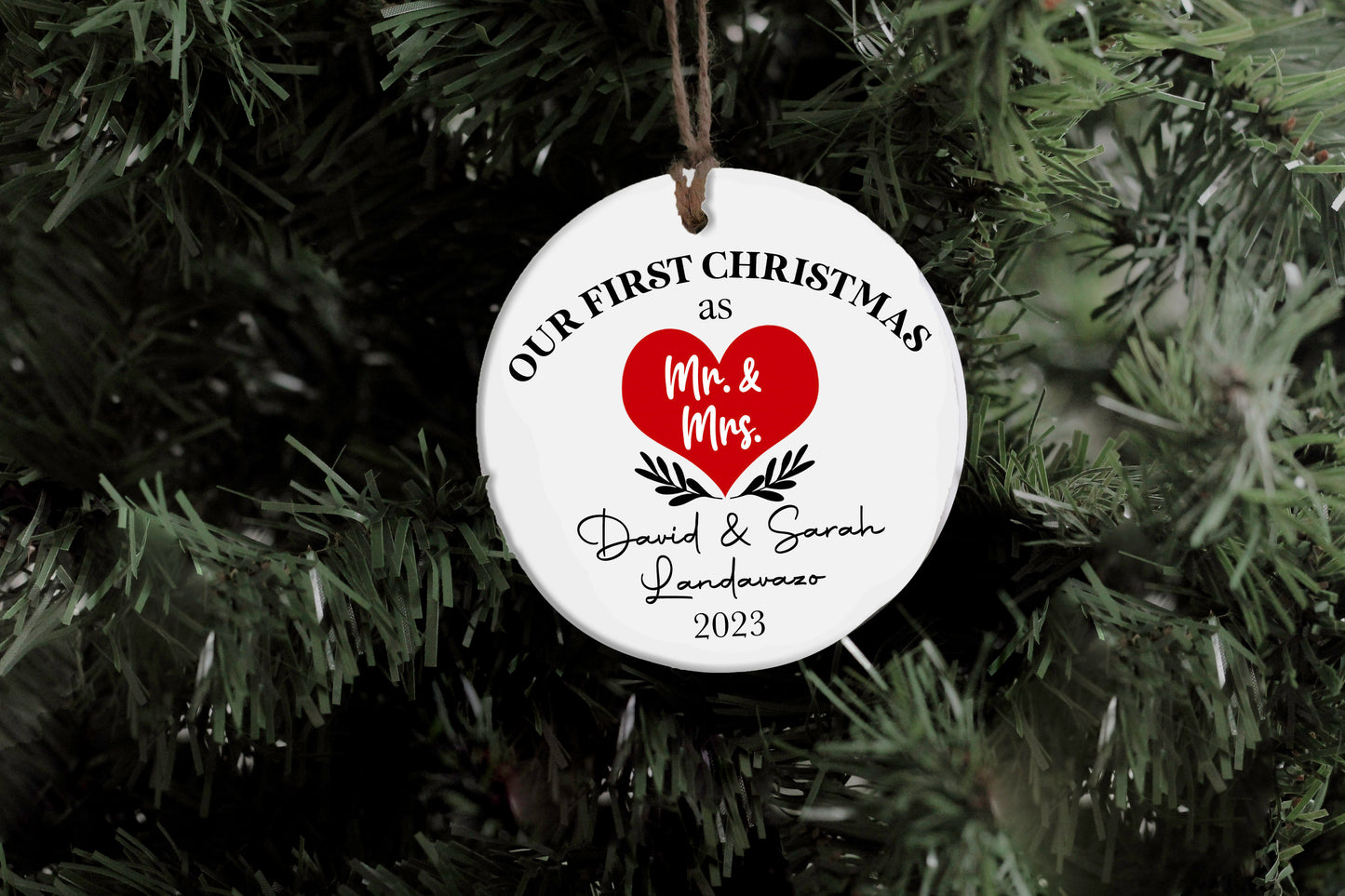 Mr and Mrs Heart Ornament