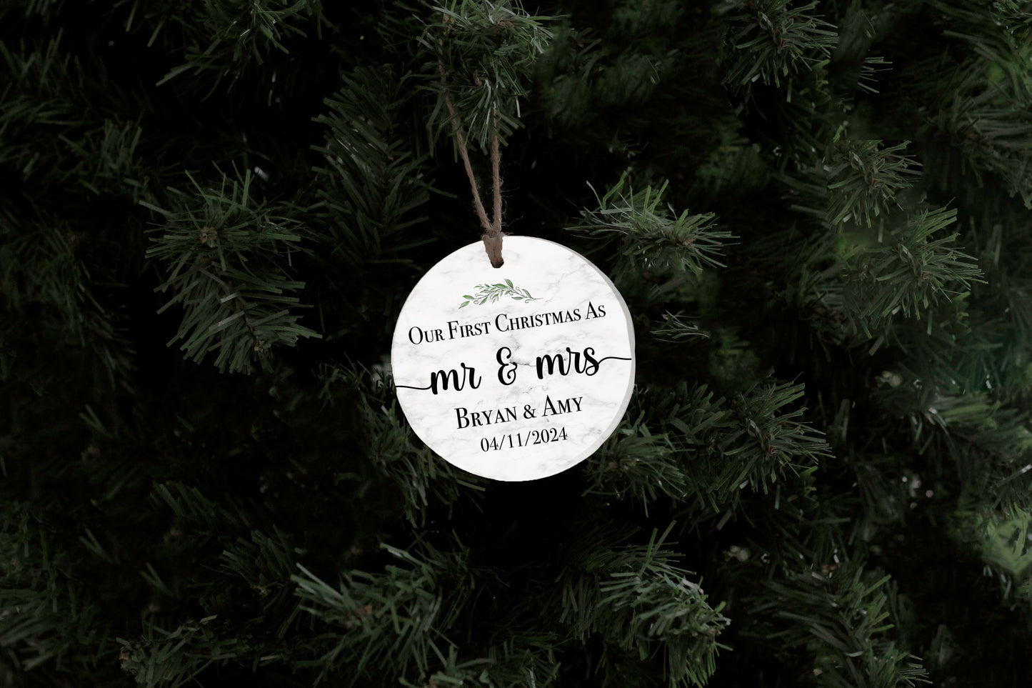 First Christmas as Mr and Mrs (Marble) Ornament