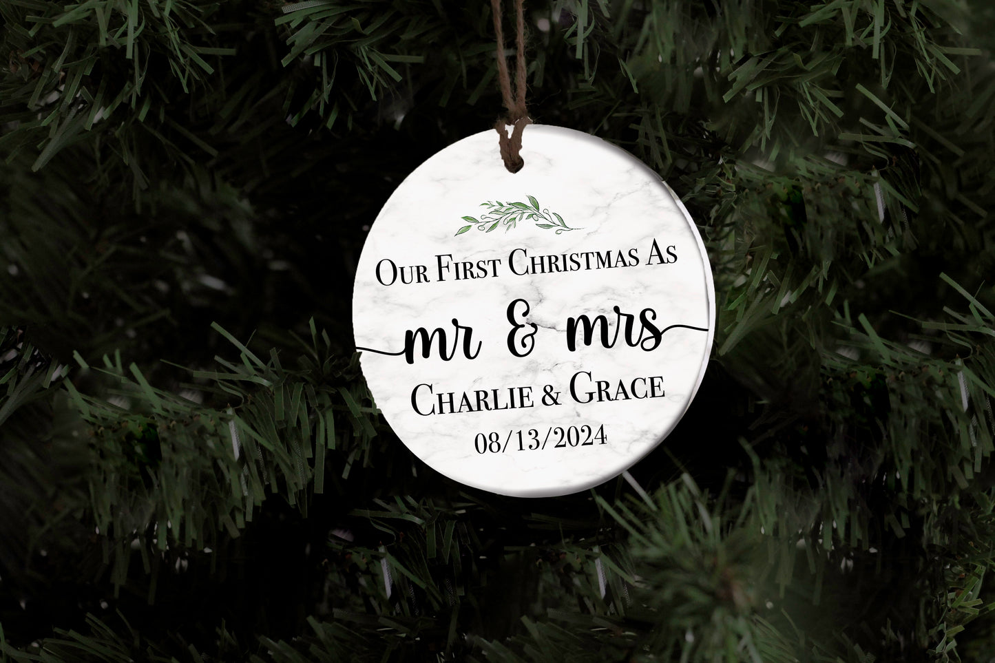 First Christmas as Mr and Mrs (Marble) Ornament