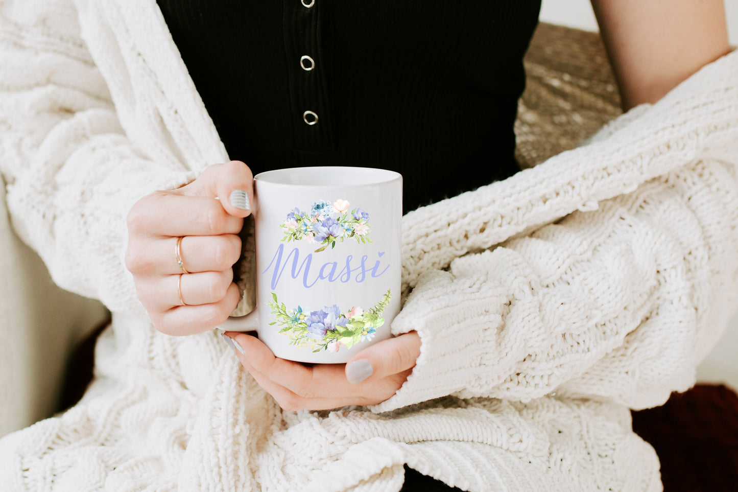 Purple Floral Title Mug