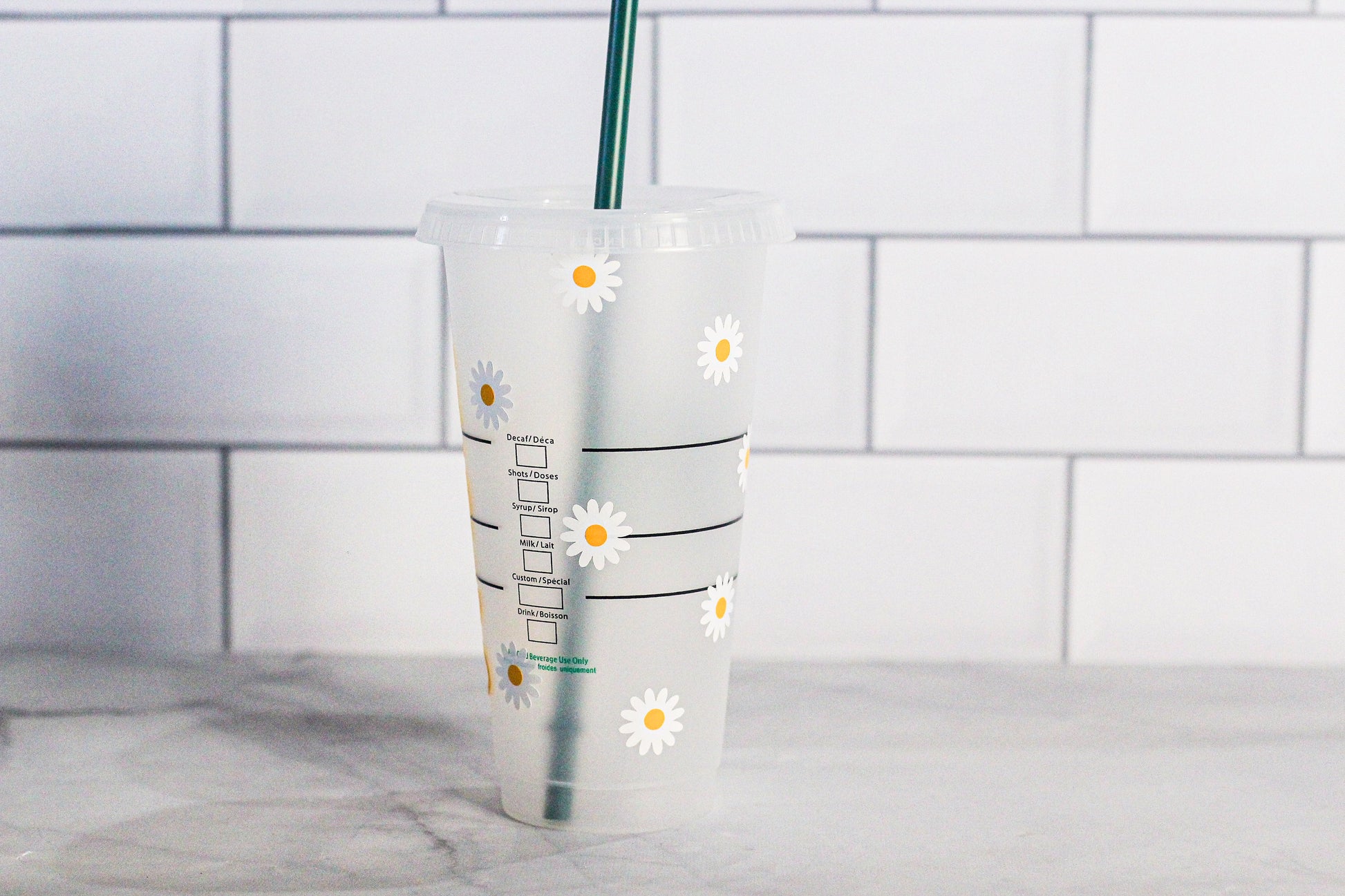 Daisy Tumbler With Straw Cold Drink Tumbler Cup Personalized