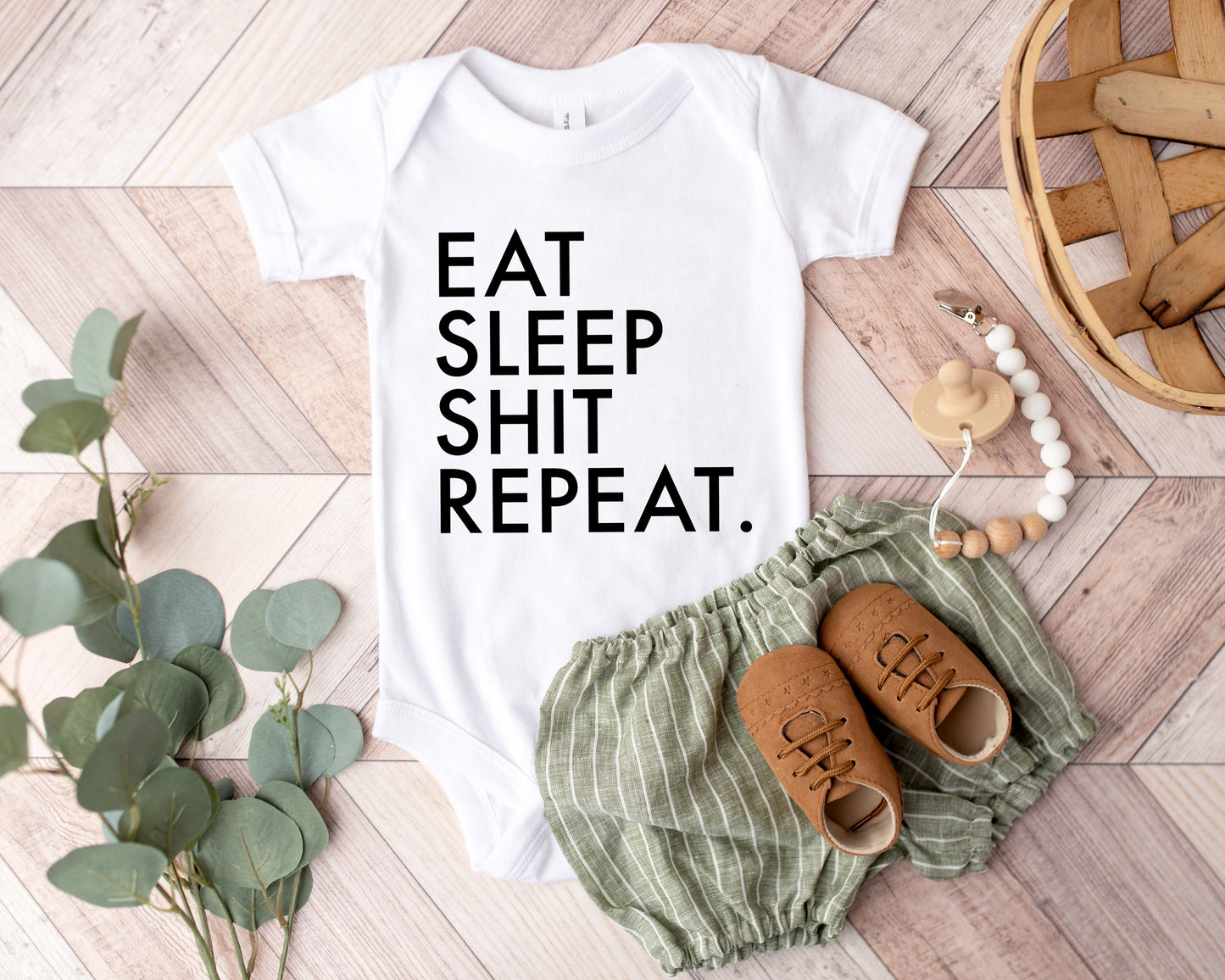 Eat Sleep Shit Repeat Onesie