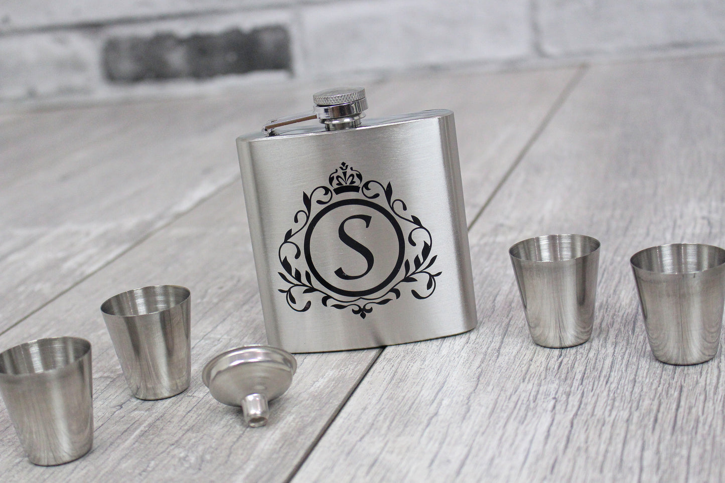 Letter Monogram Flask